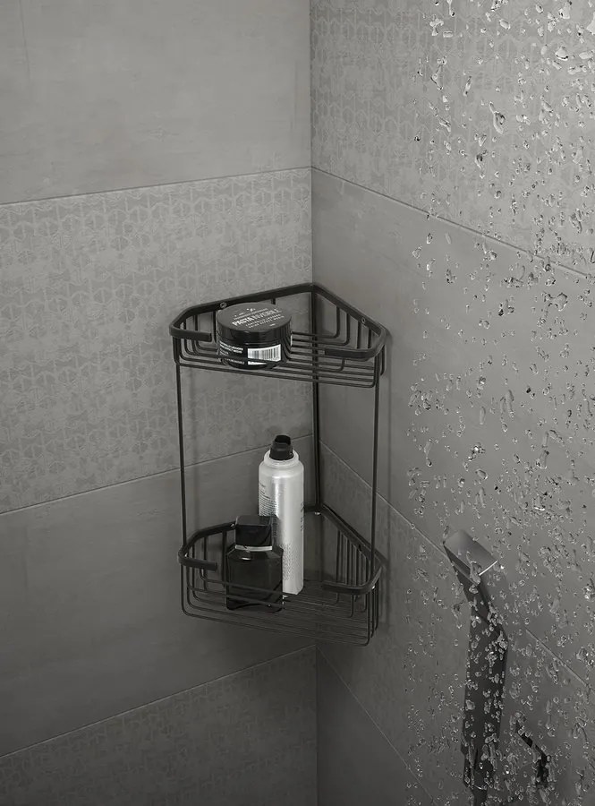 Gedy Gedy, SMART dvojposchodová rohová police 200x325x151mm, čierna matná, 2482-14