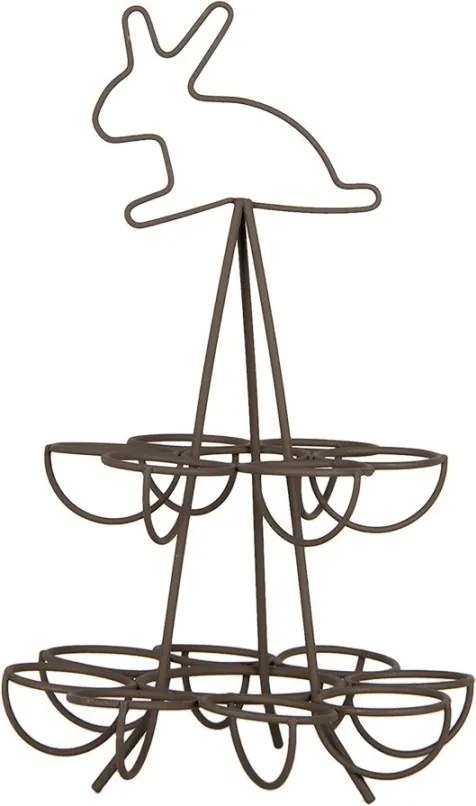 Hnedý kovový stojan na vajíčka s králikom - Ø 17*28 cm