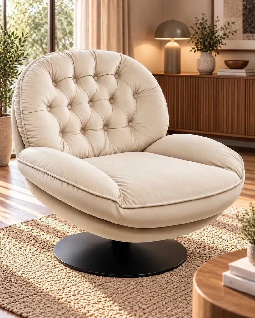 LuxuryForm DESIGN Relaxačné otočné kreslo LUNA - krémové