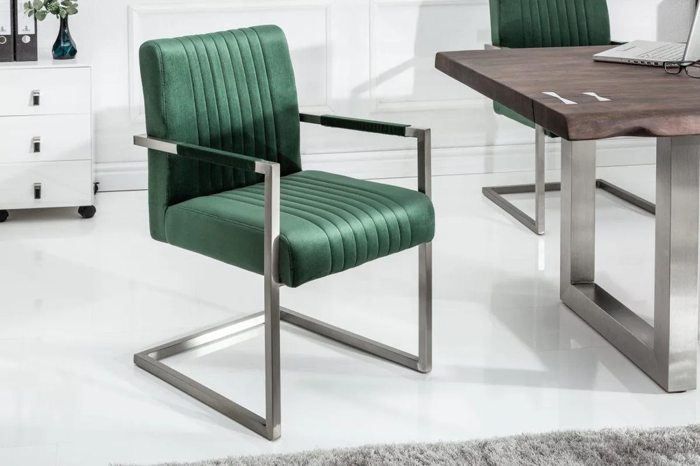 Konzolová stolička Boss, zelený zamat