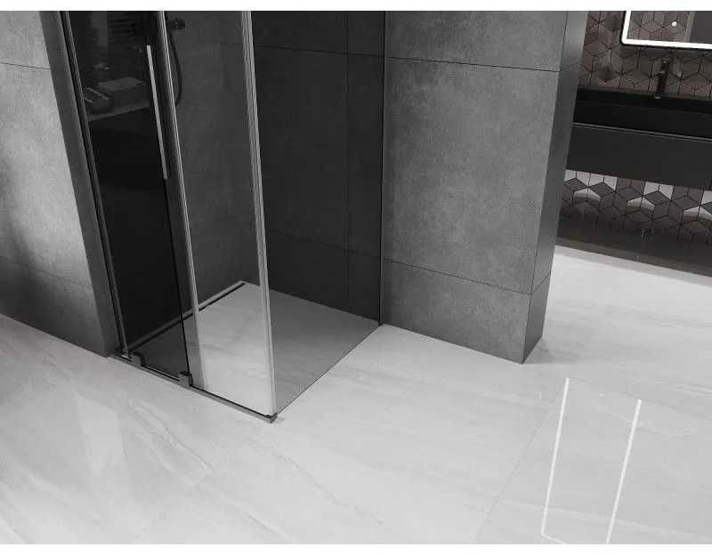 Mexen Velar L, sprchový kút s posuvnými dverami 110 x 110 cm, 8mm šedé sklo, grafit brúsený, 871-110-110-43-66