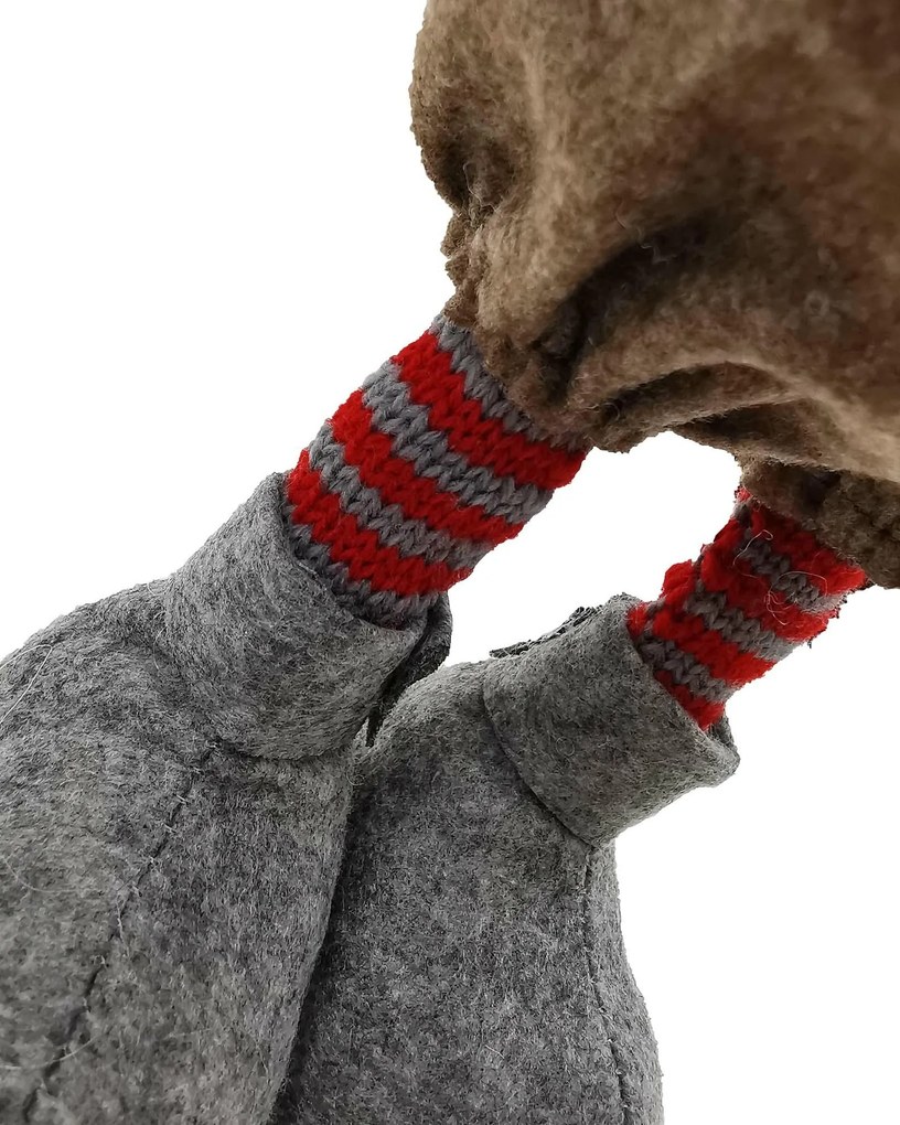 Vánoční skřítek ELFIE 56 cm červený/šedý