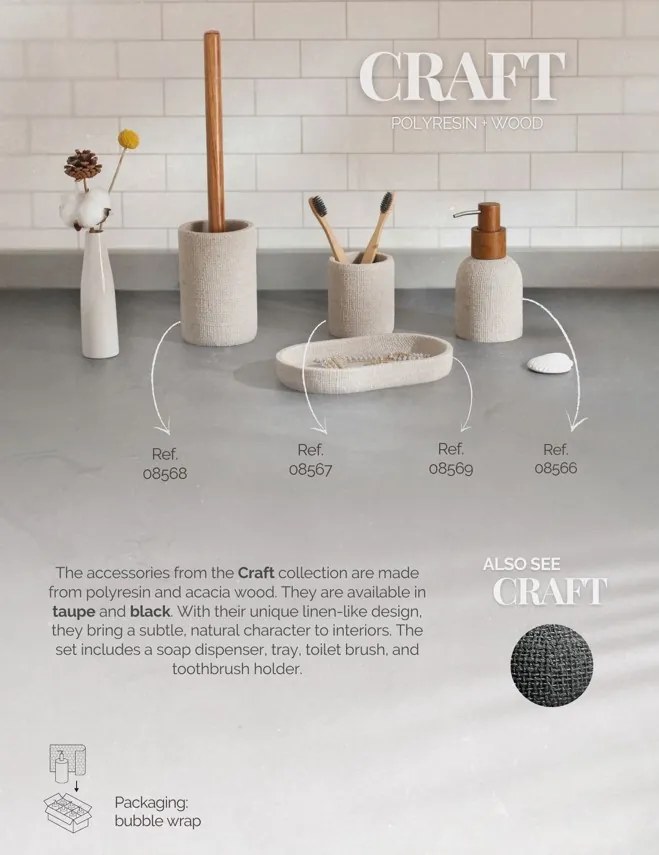Erga Craft, toaletná WC kefa na postavenie, taupe, ERG-08568