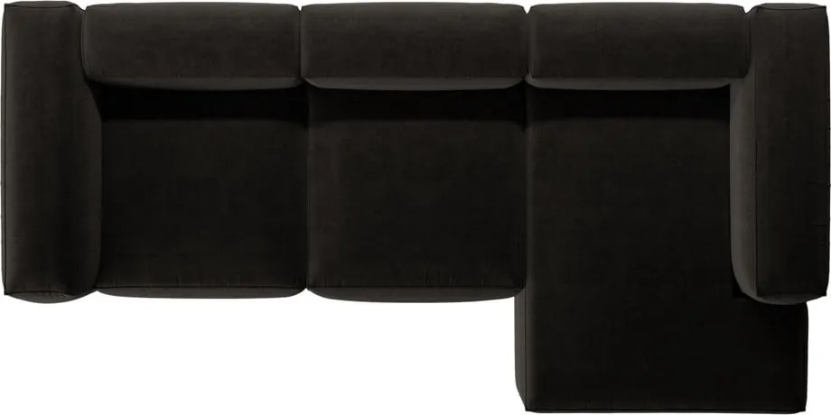 Čierna rohová pohovka (pravý roh/s leňoškou) Bergamo – Cosmopolitan Design