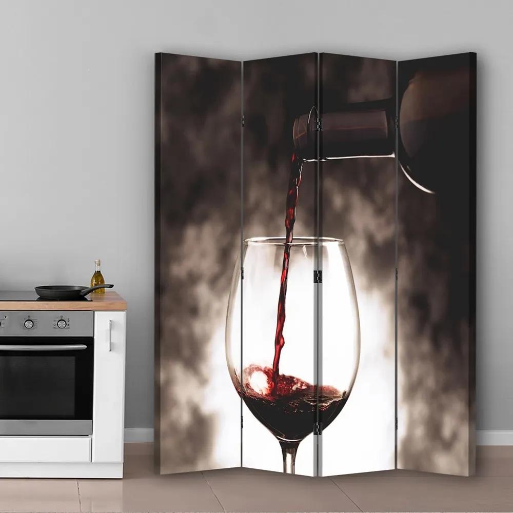 Ozdobný paraván Lampa na víno - 145x170 cm, štvordielny, obojstranný paraván 360°