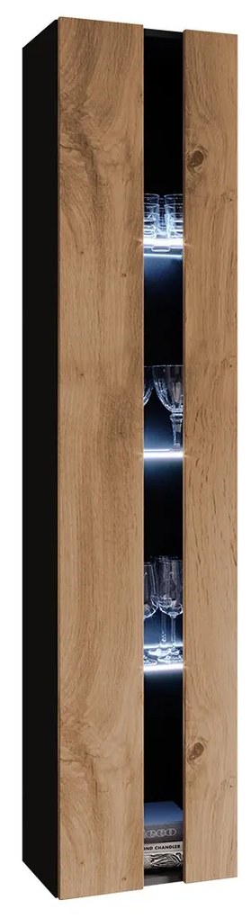 Vitrína 180 Zigo New, Osvetlenie: osvetlenie LED teplé biele, Farby: biela / biely lesk