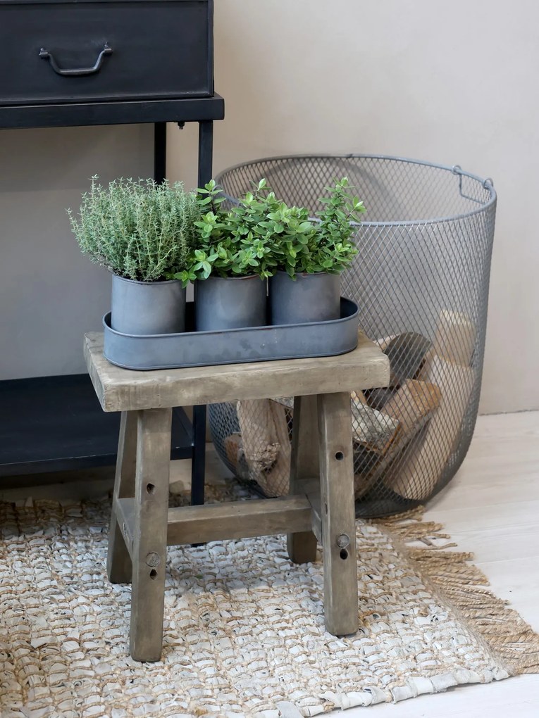 Set 3ks plechový obal na kvetináč s táckou Pintio - Ø 10*12/ 36*12*5,5 cm