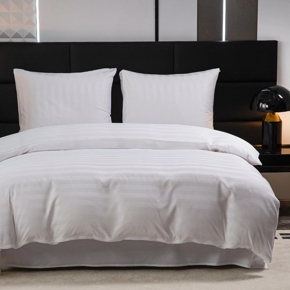 Hotelové obliečky z mikrovlákna JASMINE biele - prúžok 2 cm, hotelové vrecko Rozmer obliečky: 70 x 90 cm | 140 x 200 cm