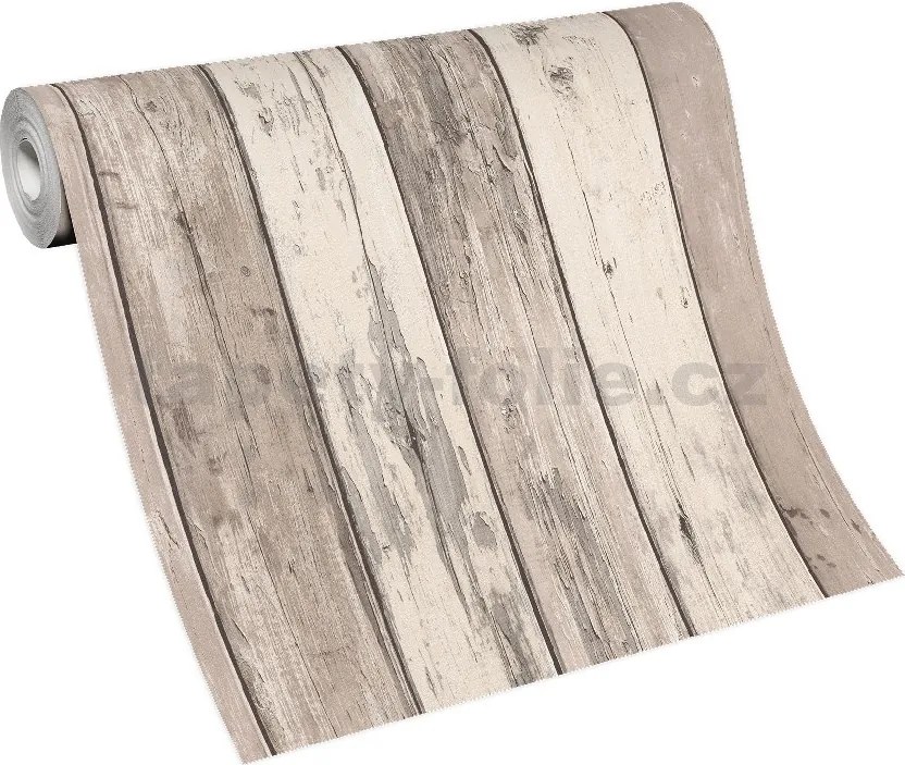 Vliesové tapety na stenu IMITATIONS 2 10200-11, rozmer 10,05 m x 0,53 m, dosky svetlo hnedo-krémové, Erismann