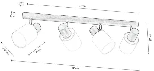Spot-Light DO2248456 - Stropné bodové svietidlo TRENDY 4xE27/15W/230V borovica