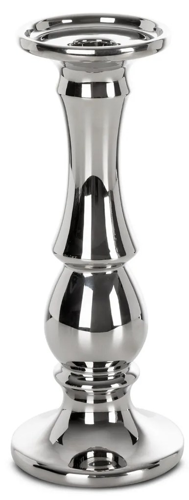 KERAMICKÝ SVIETNIK JOLY 10X10X25 CM STRIEBORNÁ