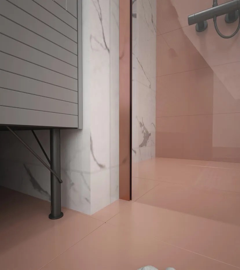Erga Paris, sprchová zástena Walk-In 160x200 cm, 8mm číre sklo, medený matný profil, ERG-V02-PARIS-160x200-CL-CO