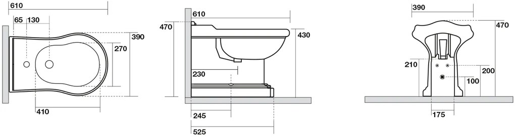 Kerasan Kerasan, RETRO bidet 39x43x61cm, 102201