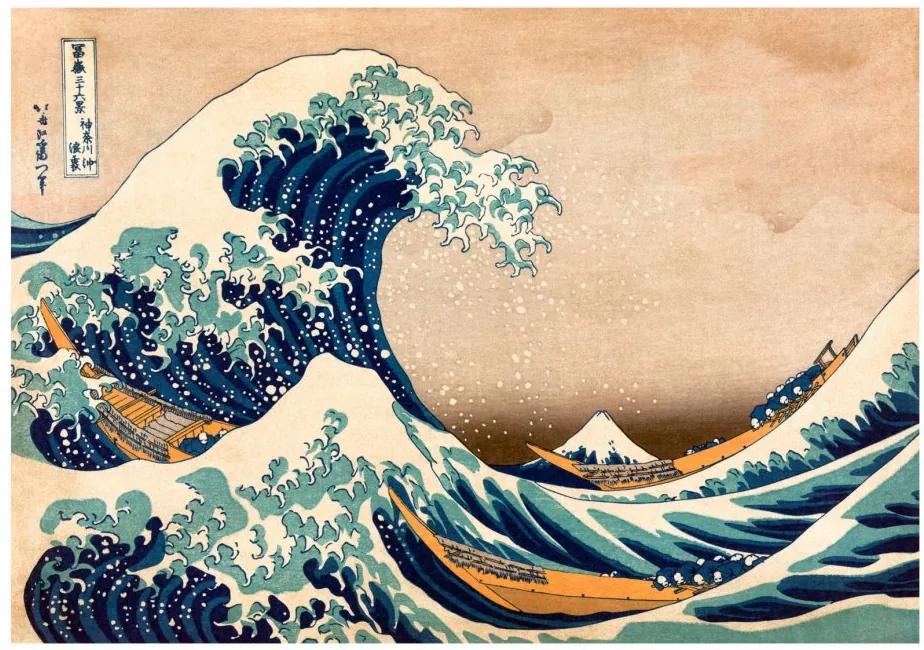 Samolepiaca fototapeta - Hokusai: Veľká vlna za Kanagawou (reprodukcia) 245x175
