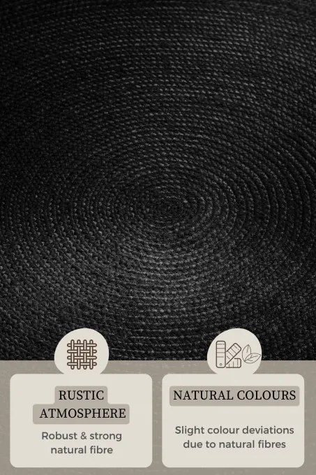 Koberec Hanse Home Jute Braided Rangpur čierny kruh