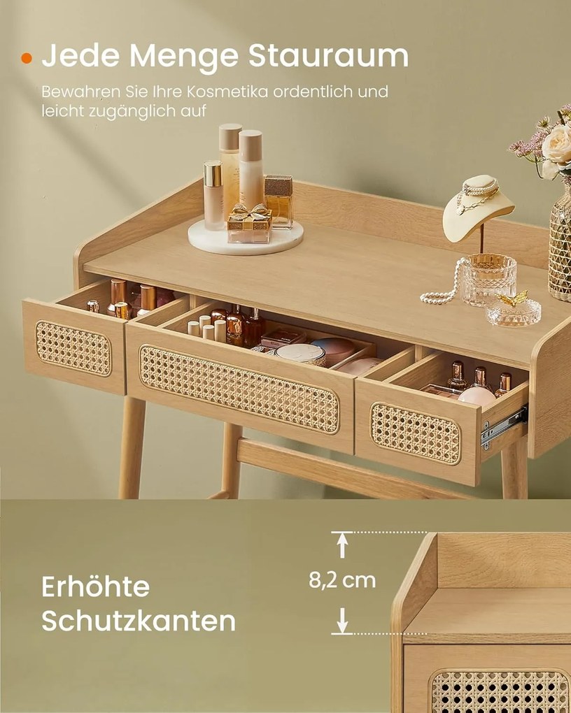 Toaletný stolík so zrkadlom a osvetlením v béžovej farbe