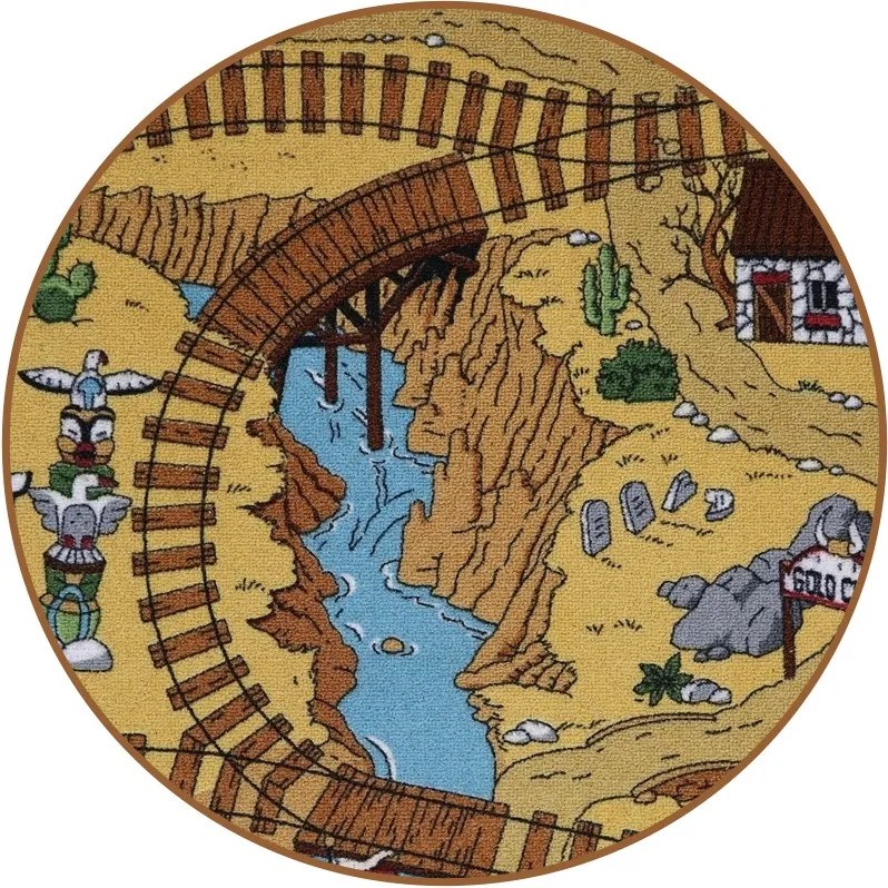 Detský kusový koberec Western kruh, 400x400 (priemer) kruh, viacfarebná, detská izba, AladinWorld Expres