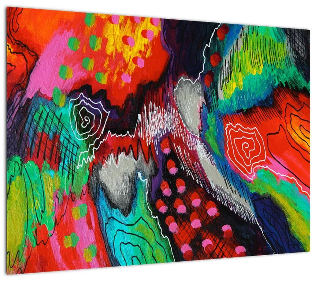 Sklenený obraz abstraktné - farby (70x50 cm)