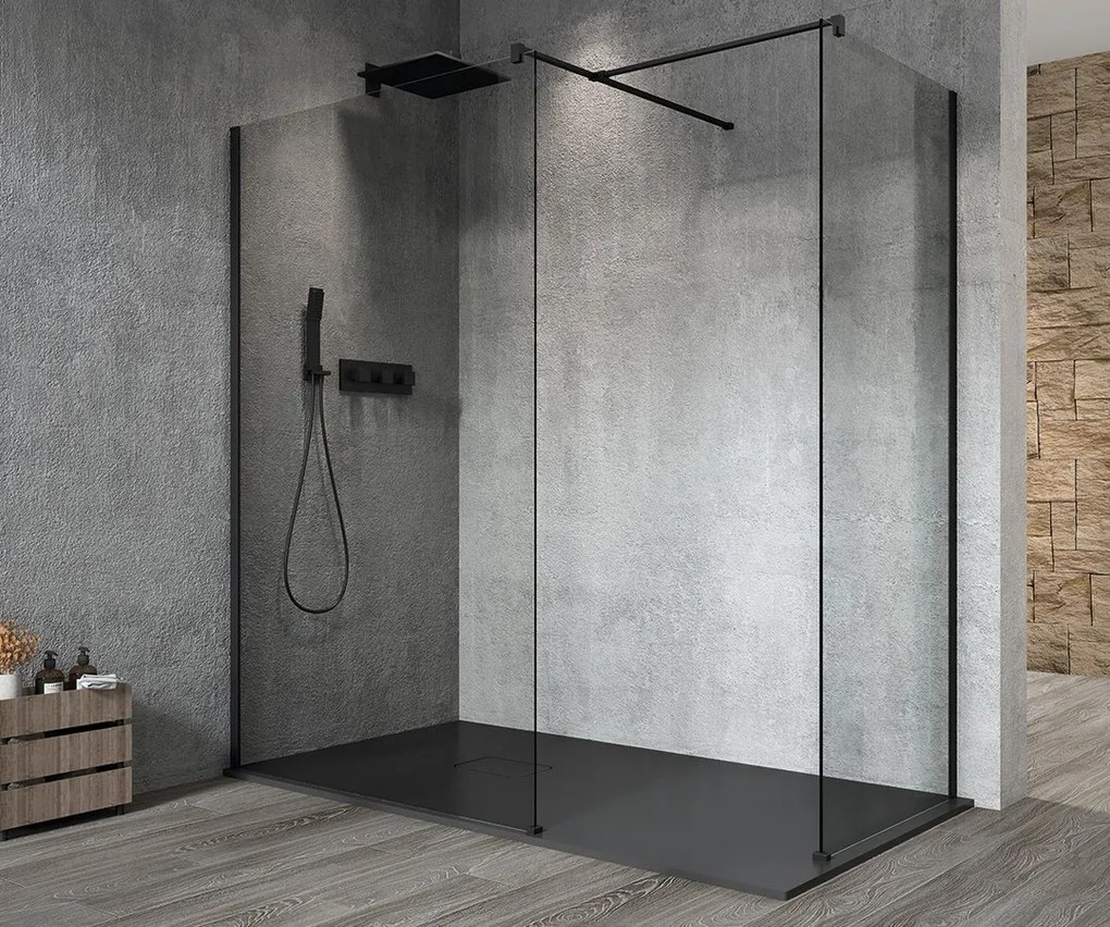 Gelco Gelco, VARIO BLACK jednodielna sprchová zástena na inštaláciu k stene, sklo nordic, 800 mm, GX1580-06