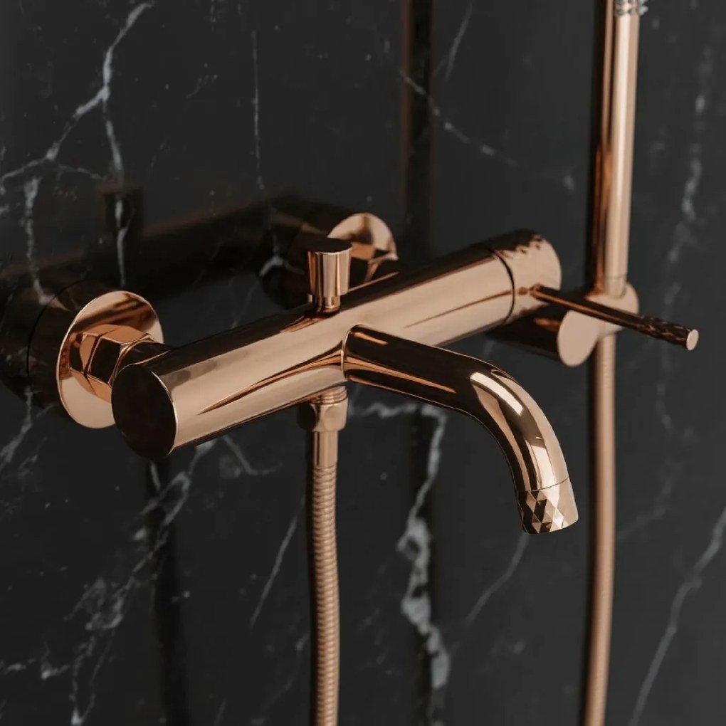 Rea Lungo Diamond, vaňová batéria s ručnou sprchovou hlavicou, medená lesklá, REA-B0980