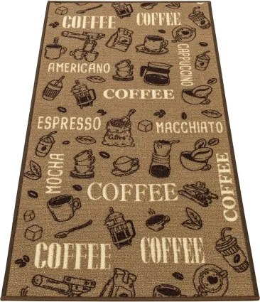 Protišmykový koberec / behúň Coffee 04 hnedý / béžový