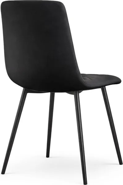 Sada šiestich jedálenských stoličiek NERO zamatové, čierne / čierne nohy (6 ks)