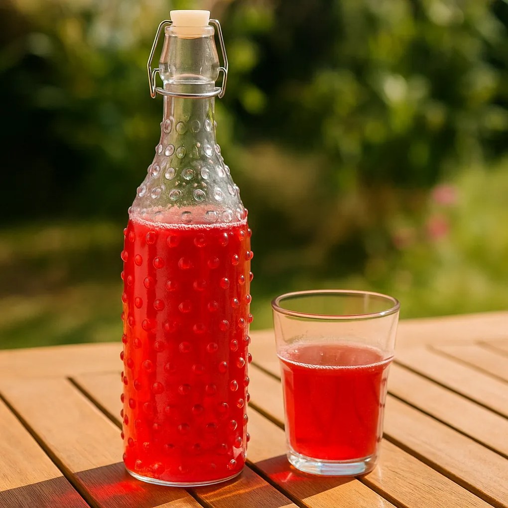 Sklenená fľaša s clip uzáverom Dots 1 l