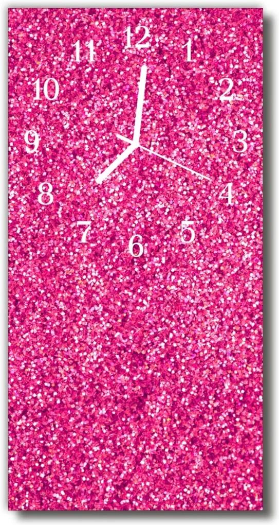 Skleněné hodiny vertikální Pink brokát