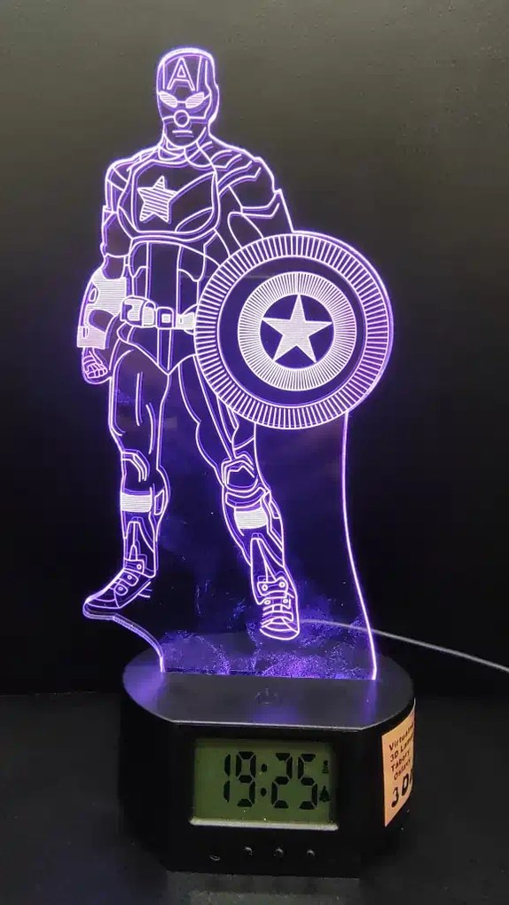 3Dmix 3DL-CRK035 – 3D LED nočná lampa - Kapitán Amerika (Captain America) (Crack základňa)