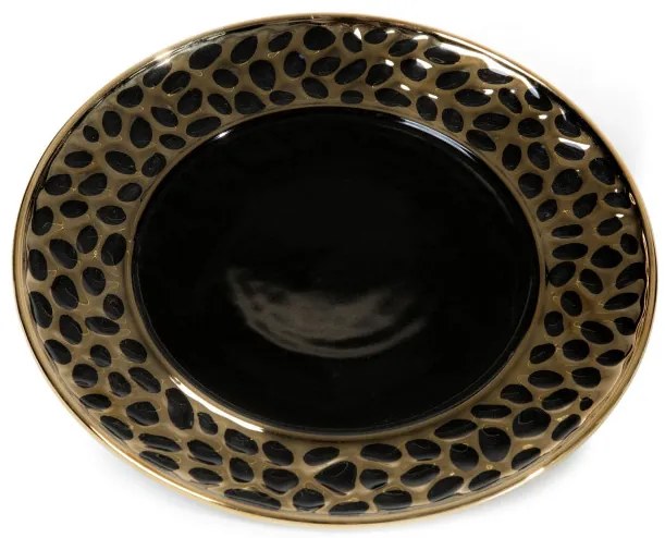 Dekoračný tanier MALDEN 4 čierny / zlatý