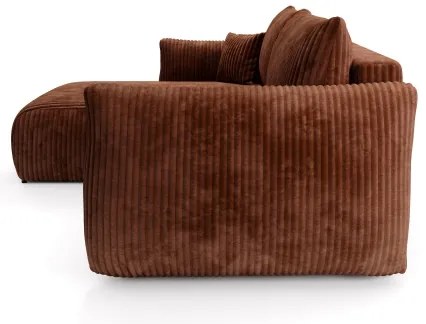 Univerzálna rozkladacia rohová sedacia súprava s úložným priestorom do tvaru L FRIDA, hnedá