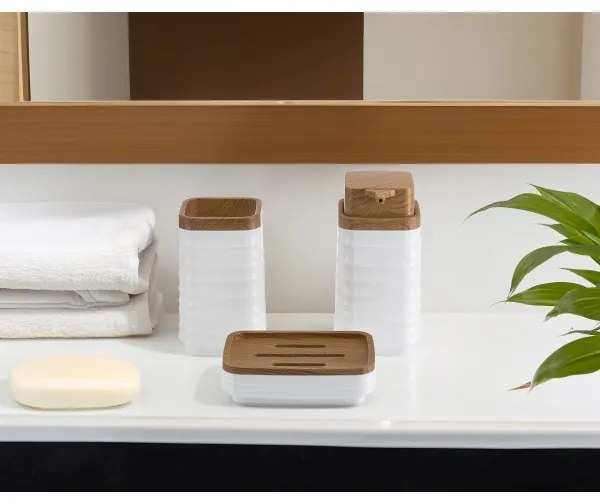 Kúpeľňový set WAVE 5 ks biela/hnedá