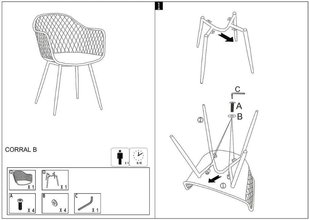 AKCIA Biela plastová stolička CORRAL B II. akosť