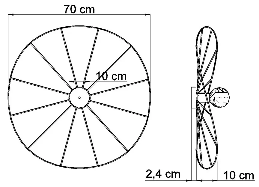 Nástenné svietidlo Eskola, 1x čierne drôtené tienidlo, (fi 70 cm)