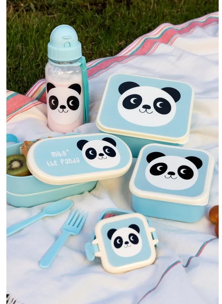 Modrá detská fľaša so slamkou Rex London Miko The Panda, 500 ml