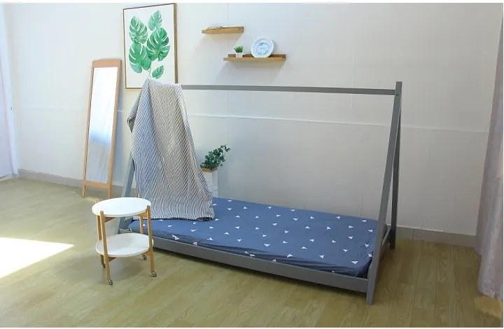 Drevená jednolôžková posteľ s roštom Grosi 90 - sivá