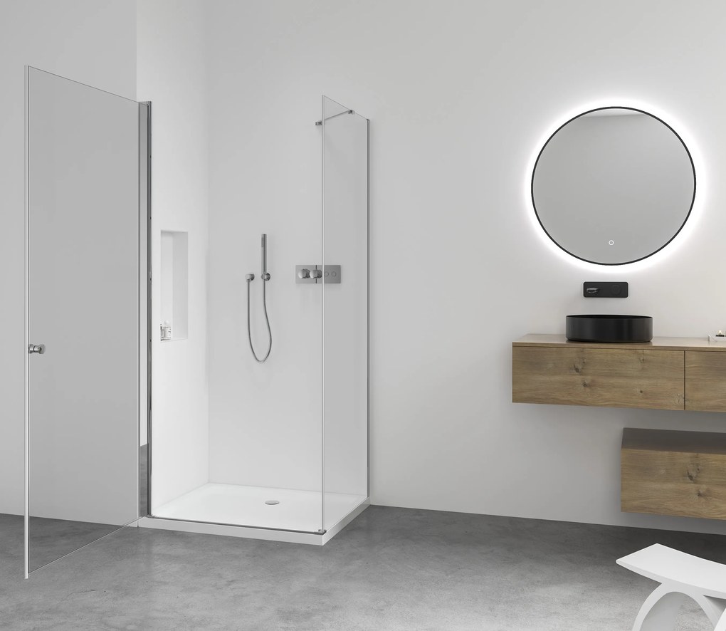 Cerano Antelo, 1-krídlový sprchovací kút 100(dvere) x 30(stena) x 190 cm, 6mm číre sklo, chrómový profil, CER-CER-477368