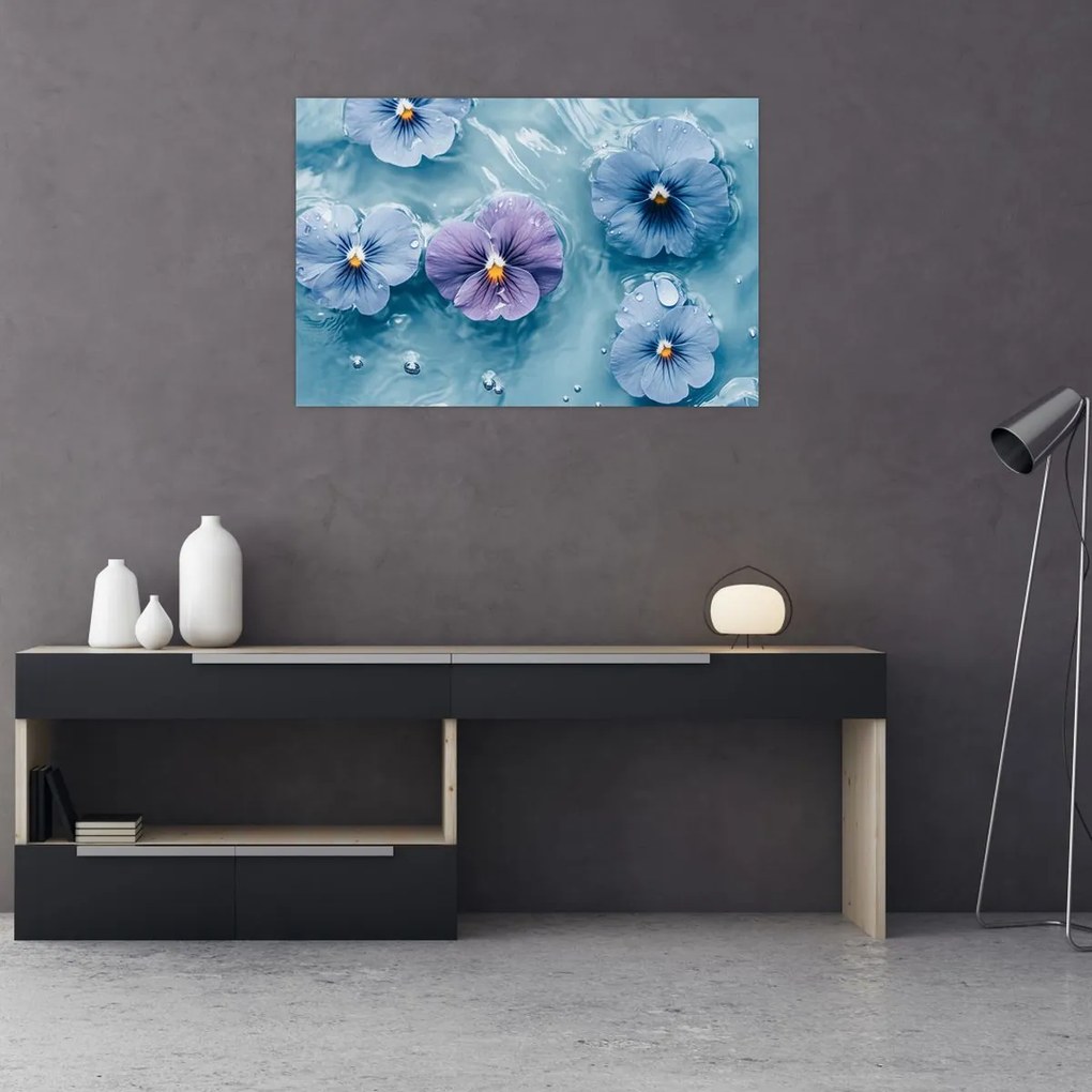 Obraz - Fialky vo vode (90x60 cm)