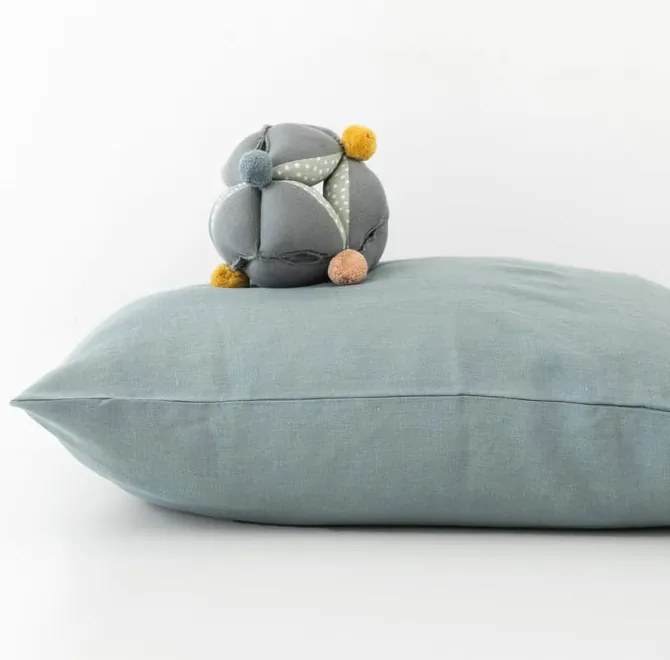 Detská modrá ľanová obliečka na vankúš Linen Tales Nature, 40 x 60 cm