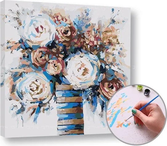 Maľovanie podľa čísel KVETY VO VÁZE – stredná náročnosť