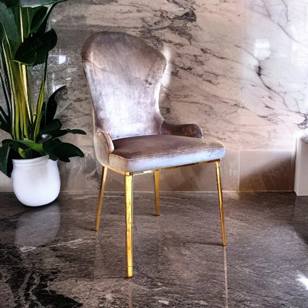 DIZAJNOVÁ STOLIČKA GIA ZLATÁ NEREZ + ŠEDÝ ZAMAT