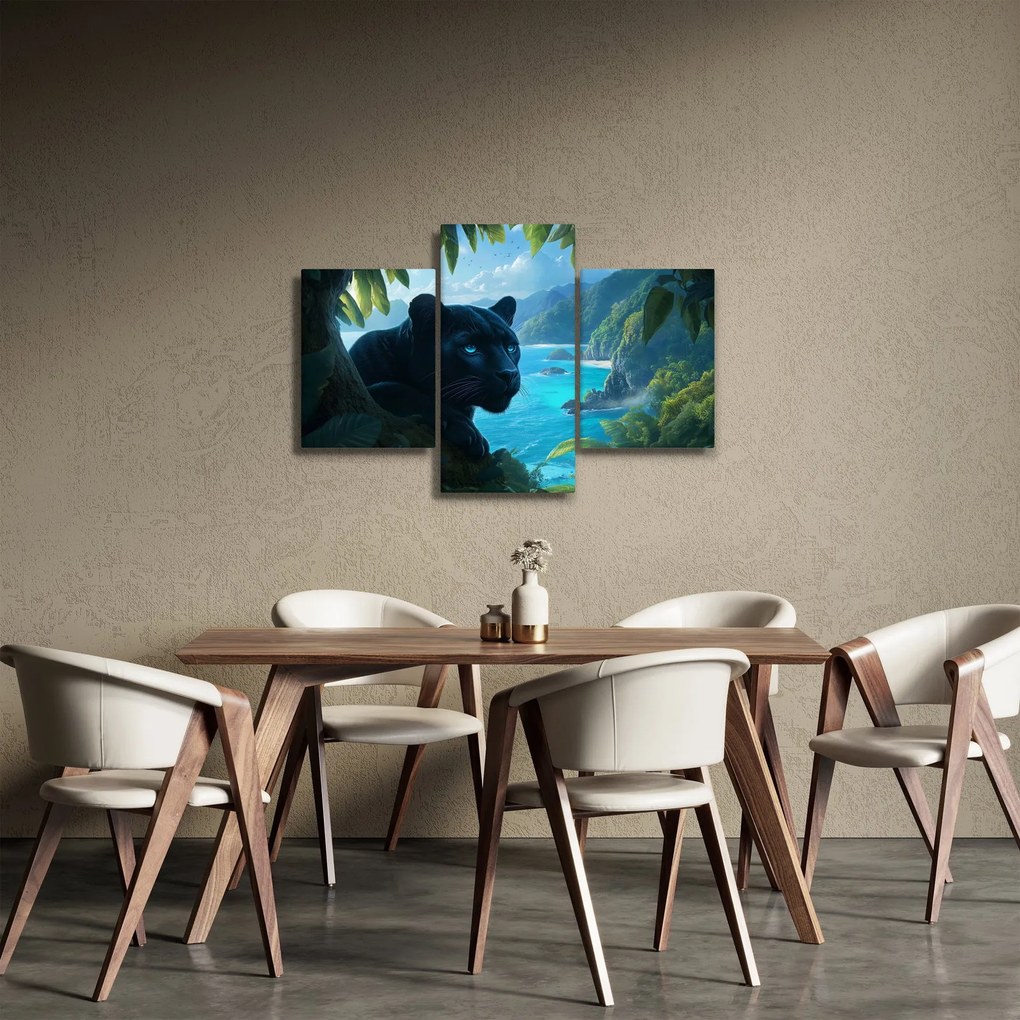 Obraz - Čierny panter v džungli (90x60 cm)