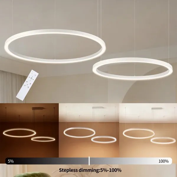 Brilagi - LED Stmievateľný luster na lanku PORTOFINO LED/98W/230V biely + diaľkové ovládanie