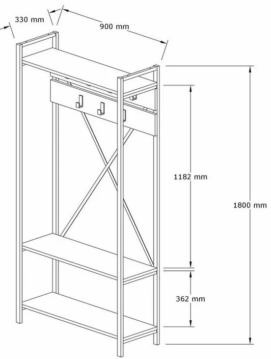 Vešiak s botníkom Alfa Sapphire and Grey