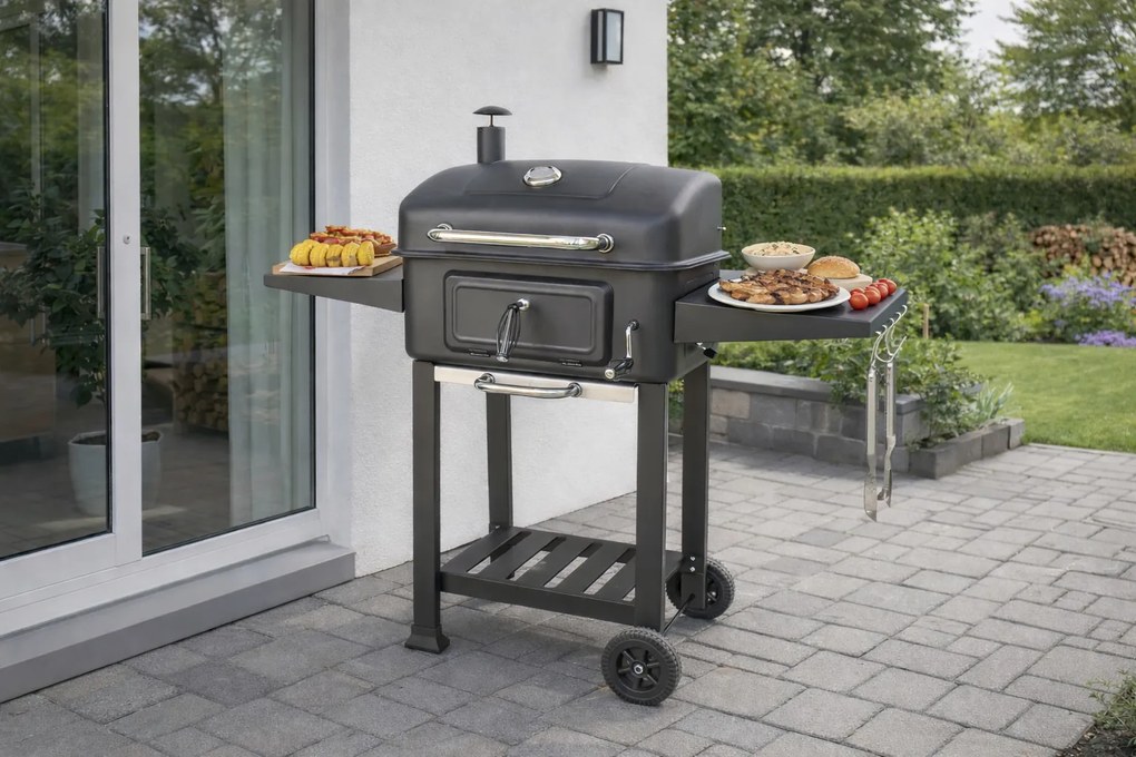 Multifunkčný gril na drevené uhlie BestBerg BBBQ-11B / 54 x 42,5 cm / čierna