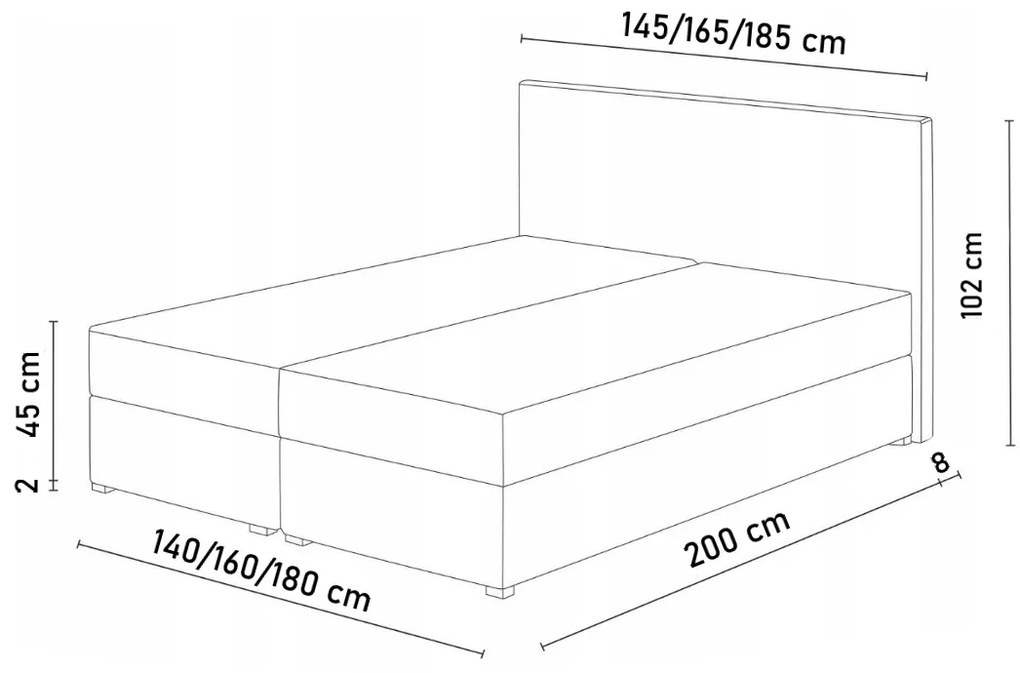 Čalúnená posteľ boxspring LEMON, 140x200, itaka 14/modrá