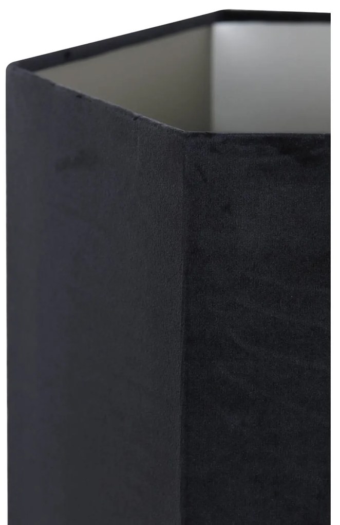 Čierne zamatové tienidlo Hexagon black - 20*20*26 cm/ E27