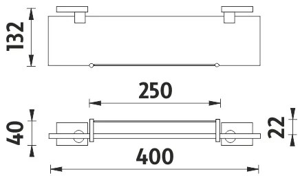 Nimco Keira - polica s ohrádkou, extra číre sklo 40cm (KE 22091BX-40-26)