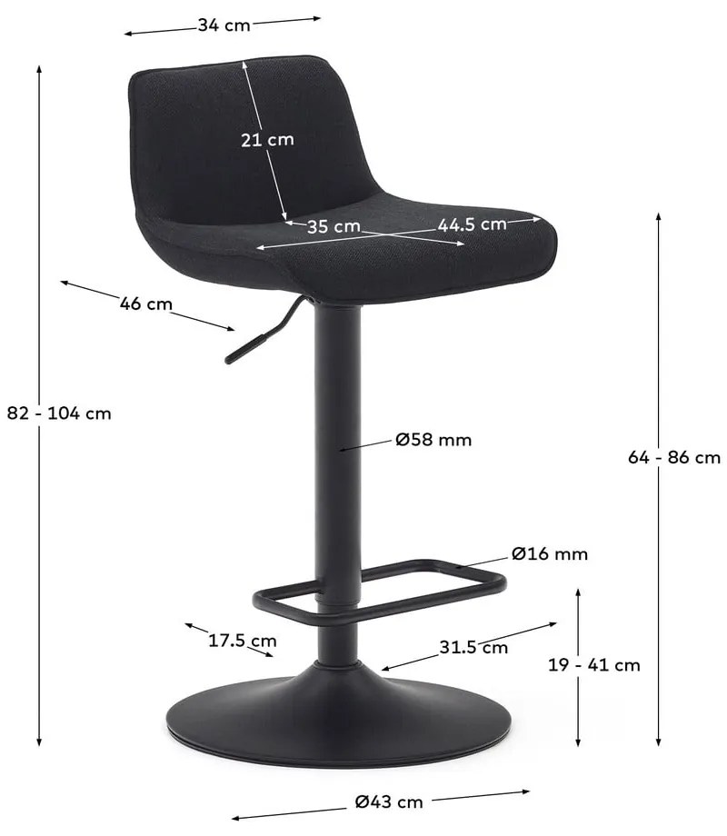 Čierne barové stoličky v súprave 2 ks 103 cm Zenda – Kave Home