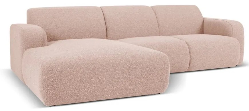 Ružová rohová pohovka z textílie bouclé (ľavý roh) Molino – Micadoni Home